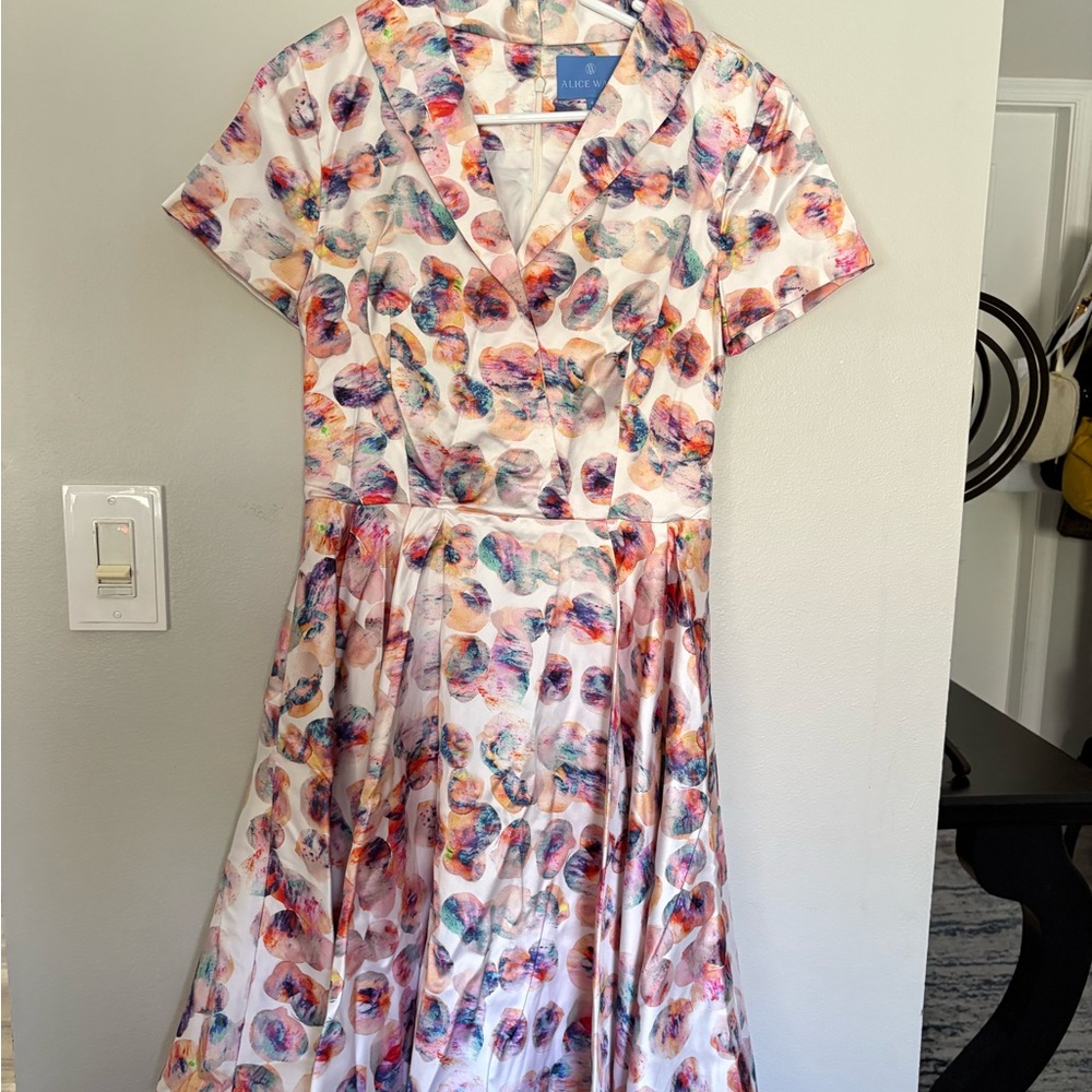 Alice Walk Multicolor Floral Midi Dress in Pink